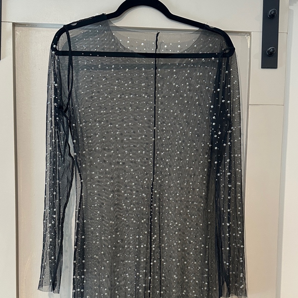 Sheer Black Mesh dress with pearls